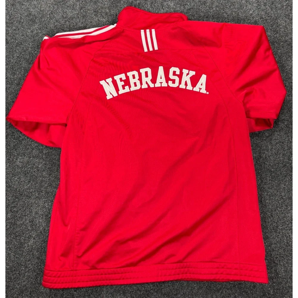 Adidas Nebraska Cornhuskers Full Zip Track Jacket Red 3 Stripe NCAA